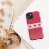 Glossy Red Star Band MagSafe Tough Case for iPhone — row of seven dark crimson five-pointed stars on a pale pink horizontal
