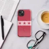 Glossy Red Star Band MagSafe Tough Case for iPhone — row of seven dark crimson five-pointed stars on a pale pink horizontal