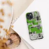 Glossy Circuit City Digital Camo MagSafe Tough Case for iPhone — aerial-view circuit board cityscape with vivid green grids