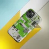 Glossy Circuit City Digital Camo MagSafe Tough Case for iPhone — aerial-view circuit board cityscape with vivid green grids