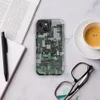 Glossy Circuit City Camo MagSafe Tough Case for iPhone — aerial view of a dense cyberpunk cityscape in forest green, mint