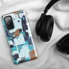 Glossy Circuit Surge Tech Armor Tough Case for Samsung — dense futuristic circuit board pattern in cyan, electric blue