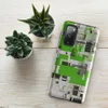 Glossy Circuit City Digital Camo Tough Case for Samsung — aerial city grid of electric green, white, and charcoal black