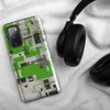 Glossy Circuit City Digital Camo Tough Case for Samsung — aerial city grid of electric green, white, and charcoal black