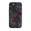 Matte Dark Mech Circuit Armor MagSafe Tough Case for iPhone — dense layered sci-fi circuit board panels in dark grey