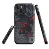 Glossy Dark Mech Circuit Armor MagSafe Tough Case for iPhone — dense layered sci-fi circuit board panels in dark grey