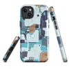 Glossy Circuit City Tech Camo MagSafe Tough Case for iPhone — dense circuit board pattern with layered cyan, navy