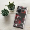 Glossy Grid City Chaos Tough Case for Samsung — overhead urban grid map abstraction in deep red, white, and charcoal