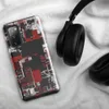 Glossy Grid City Chaos Tough Case for Samsung — overhead urban grid map abstraction in deep red, white, and charcoal