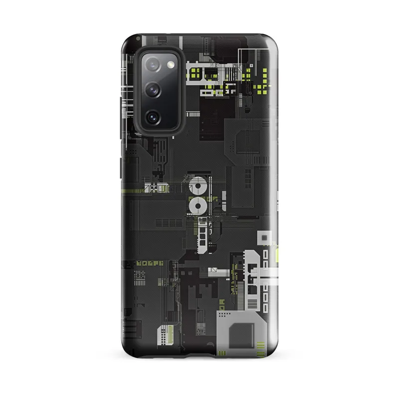 Glossy Circuit City Tough Case for Samsung — dense overhead schematic of industrial machinery and circuit pathways