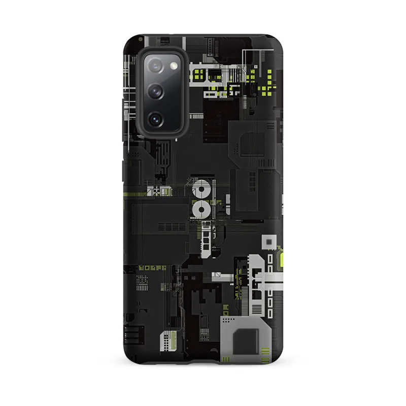 Matte Circuit City Tough Case for Samsung — dense overhead schematic of industrial machinery and circuit pathways