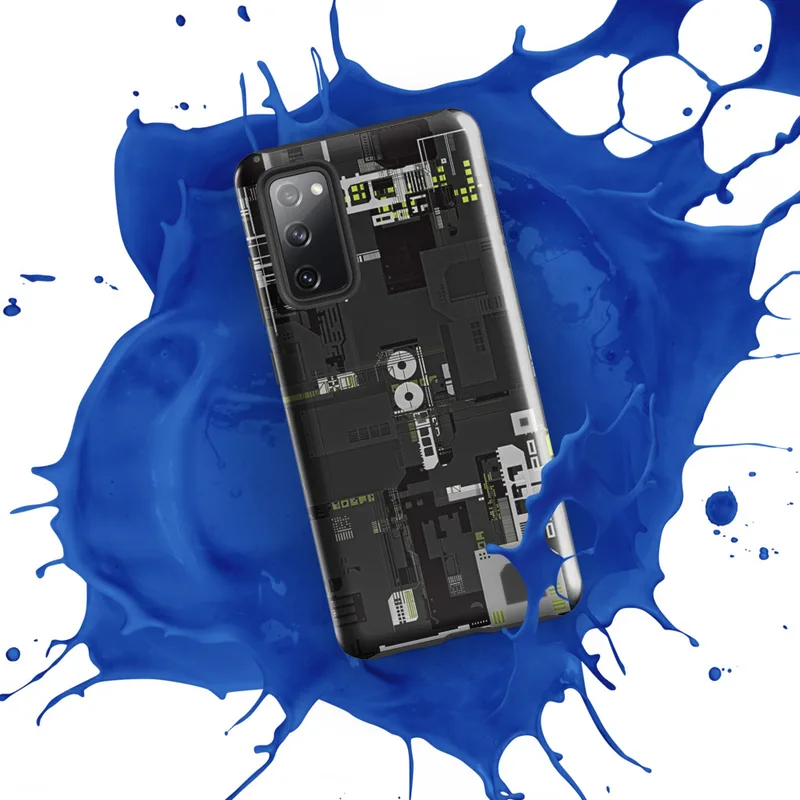 Glossy Circuit City Tough Case for Samsung — dense overhead schematic of industrial machinery and circuit pathways