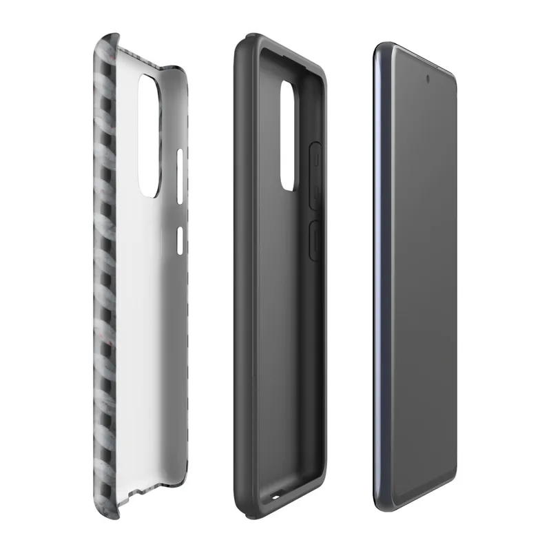 Glossy Iron Chain Armor Tough Case for Samsung — close-up pattern of interlocking steel chain mail rings with rust spots