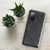 Glossy Dark Chain Mail Armor Tough Case for Samsung — close-up chain mail armor pattern in deep charcoal and steel grey