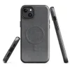 Glossy Dark Knit Texture MagSafe Tough Case for iPhone — close-up dark charcoal knit fabric texture with tiny scattered deep