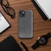 Glossy Dark Knit Texture MagSafe Tough Case for iPhone — close-up dark charcoal knit fabric texture with tiny scattered deep