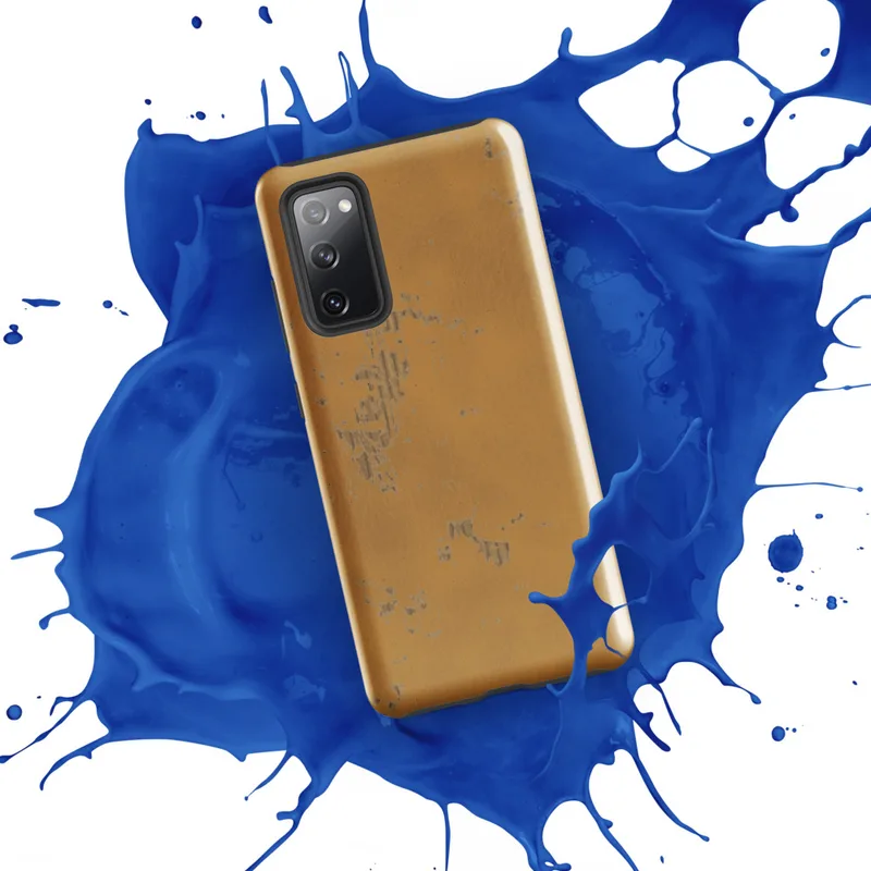 Glossy Golden Desert Storm Tough Case for Samsung — peeling gold and ochre paint texture with scattered silvery grey patches