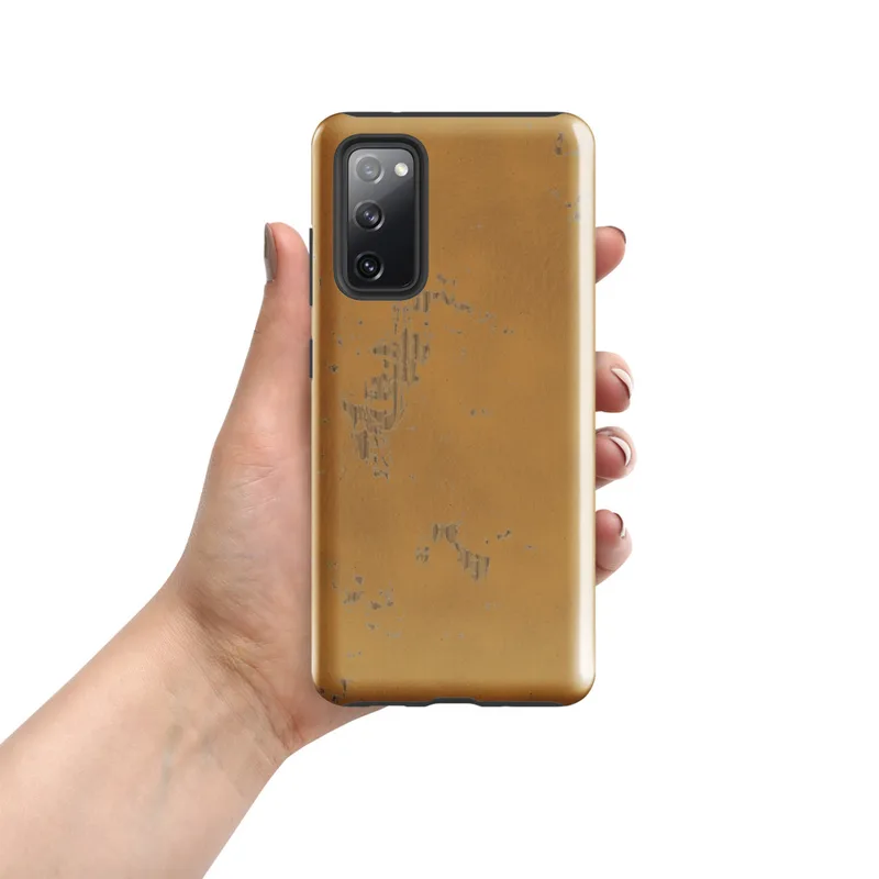 Glossy Golden Desert Storm Tough Case for Samsung — peeling gold and ochre paint texture with scattered silvery grey patches