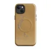 Glossy Desert Sand Weathered Patina MagSafe Tough Case for iPhone — aged ochre and golden-mustard plaster surface