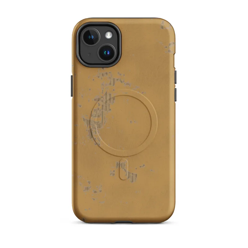 Matte Desert Sand Weathered Patina MagSafe Tough Case for iPhone — aged ochre and golden-mustard plaster surface