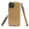 Glossy Desert Sand Weathered Patina MagSafe Tough Case for iPhone — aged ochre and golden-mustard plaster surface