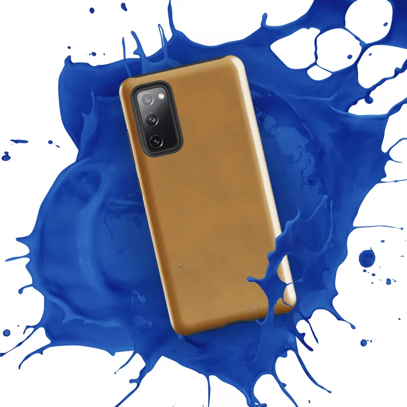 Glossy Golden Desert Weathered Tough Case for Samsung — weathered golden ochre surface with organic gray patches, mimicking