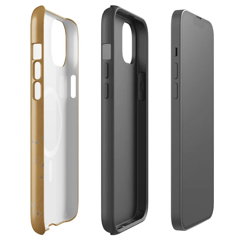 Glossy Desert Sand Weathered Gold MagSafe Tough Case for iPhone — weathered golden ochre surface with brushed texture