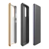 Glossy Golden Sands Minimalist Tough Case for Samsung — smooth golden ochre surface with soft, sweeping brushstroke texture