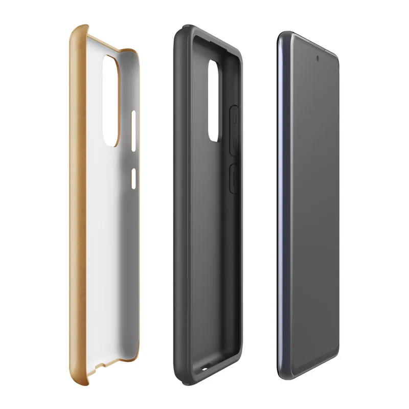 Glossy Golden Sands Minimalist Tough Case for Samsung — smooth golden ochre surface with soft, sweeping brushstroke texture
