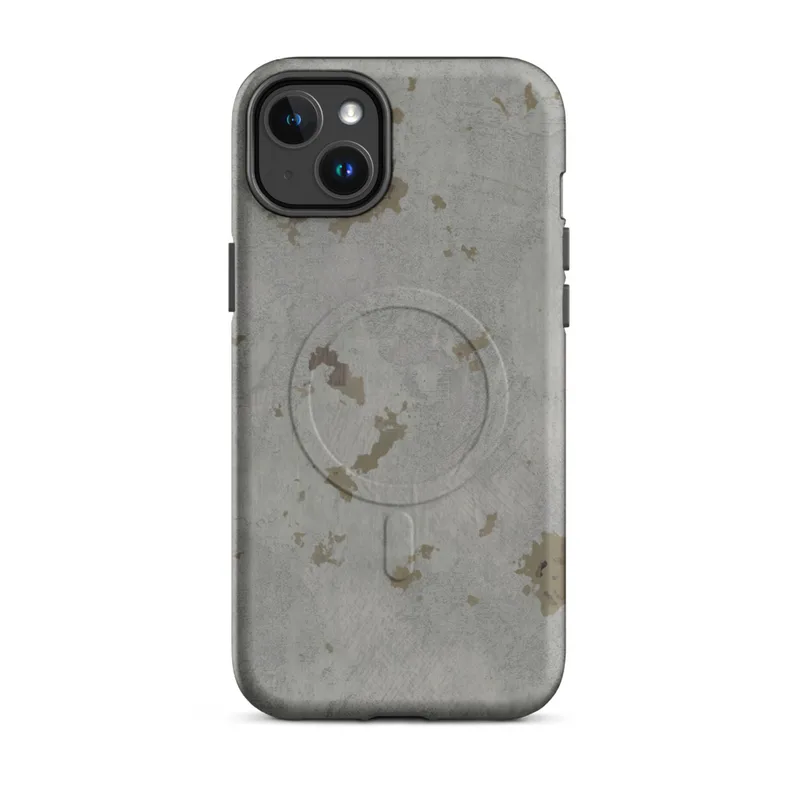 Matte Weathered Concrete Urban MagSafe Tough Case for iPhone — weathered gray concrete surface with irregular patches