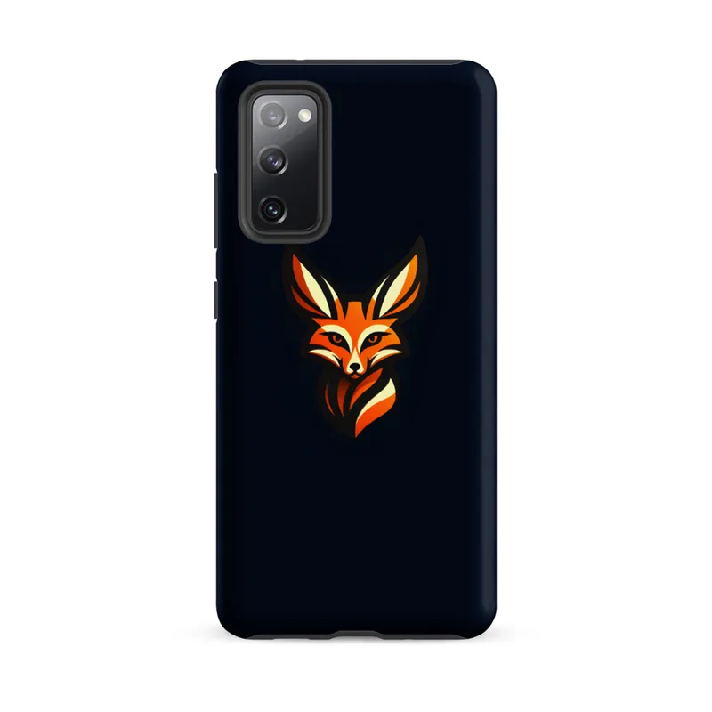 Matte Shadow Fox Fierce Tough Case for Samsung — geometric fox face with sharp angular lines in orange, ivory, and black