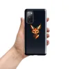 Glossy Shadow Fox Fierce Tough Case for Samsung — geometric fox face with sharp angular lines in orange, ivory, and black