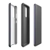Glossy Shadow Fox Fierce Tough Case for Samsung — geometric fox face with sharp angular lines in orange, ivory, and black