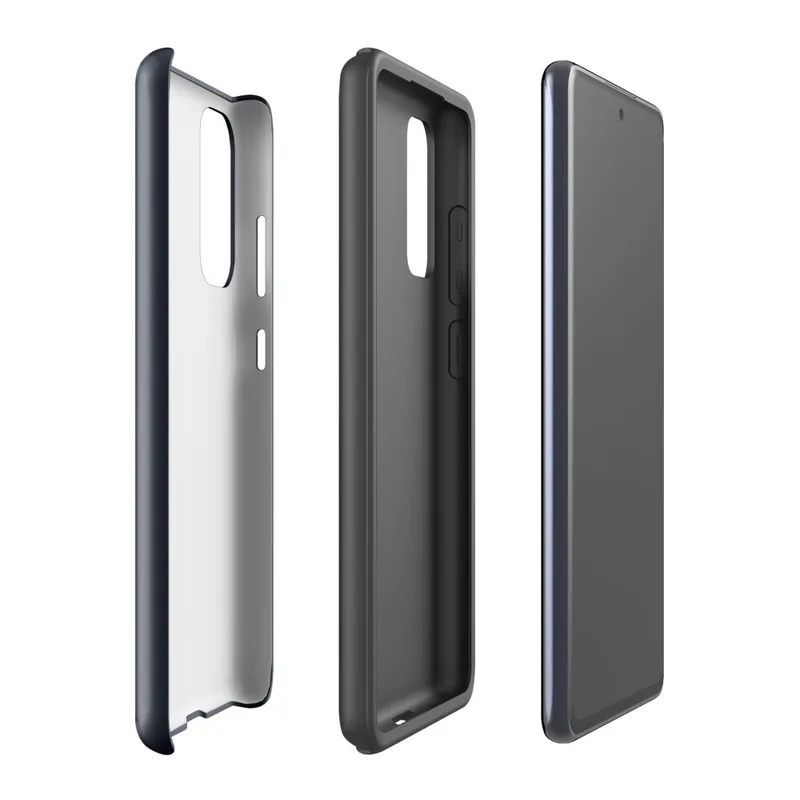 Glossy Shadow Fox Fierce Tough Case for Samsung — geometric fox face with sharp angular lines in orange, ivory, and black