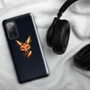 Glossy Shadow Fox Fierce Tough Case for Samsung — geometric fox face with sharp angular lines in orange, ivory, and black