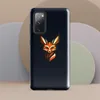 Glossy Shadow Fox Fierce Tough Case for Samsung — geometric fox face with sharp angular lines in orange, ivory, and black