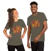 Army I Love Drugs Bold Statement Tee — bold chunky lettering reading I Love Drugs in warm orange red and yellow tones