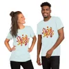 Heather Ice Blue I Love Drugs Bold Statement Tee — bold chunky lettering reading I Love Drugs in warm orange red and yellow