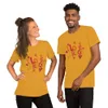 Mustard I Love Drugs Bold Statement Tee — bold chunky lettering reading I Love Drugs in warm orange red and yellow tones