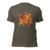 Army I Love Drugs Bold Statement Tee — bold chunky lettering reading I Love Drugs in warm orange red and yellow tones