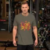 Army I Love Drugs Bold Statement Tee — bold chunky lettering reading I Love Drugs in warm orange red and yellow tones