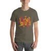 Army I Love Drugs Bold Statement Tee — bold chunky lettering reading I Love Drugs in warm orange red and yellow tones