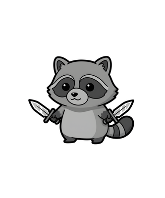 Ninja Raccoon Adventure Tee - front artwork