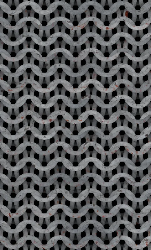 Iron Chain Armor Tough Case for Samsung design — close-up pattern of interlocking steel chain mail rings with rust spots