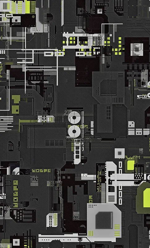 Circuit City Tough Case for Samsung design — dense overhead schematic of industrial machinery and circuit pathways