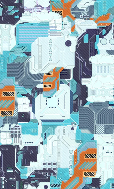 Circuit Surge Tech Armor Tough Case for Samsung design — dense futuristic circuit board pattern in cyan, electric blue