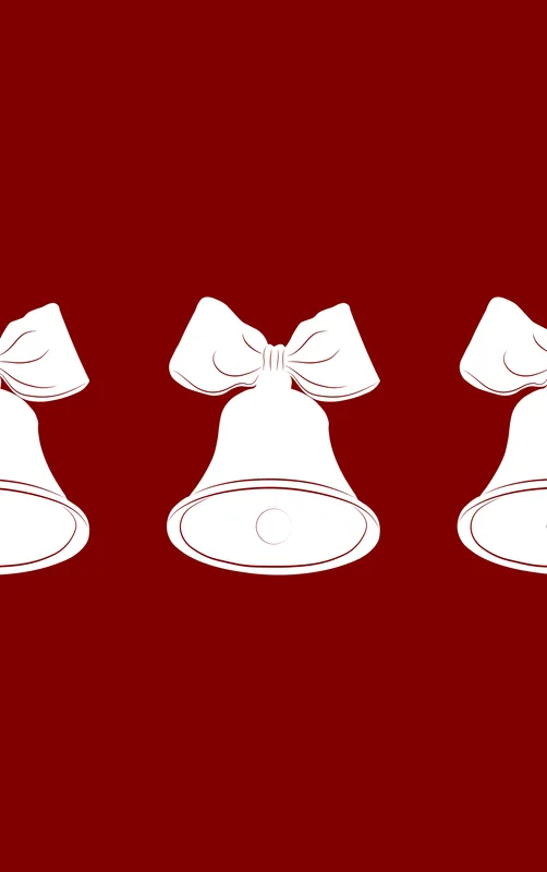 Jingle Bells Trio Holiday MagSafe Tough Case for iPhone design — three white illustrated bells with ribbon bows arranged