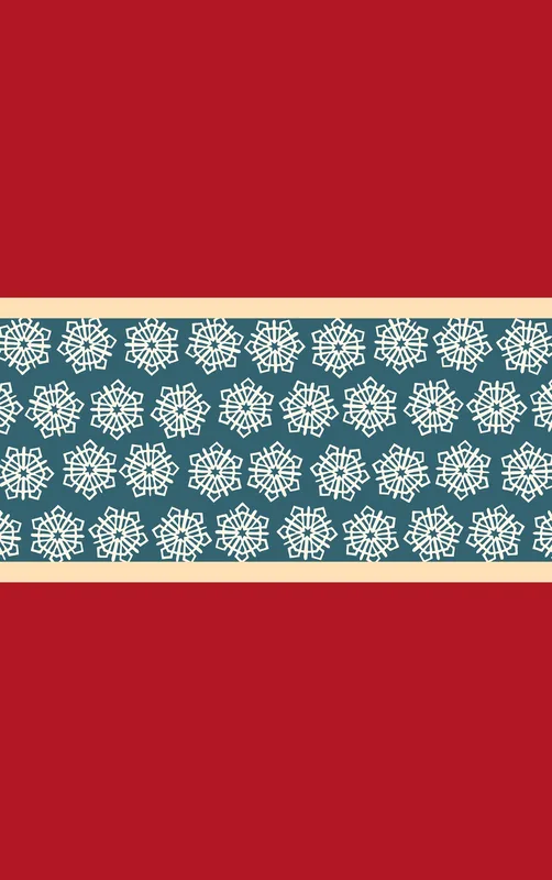Crimson Snowflake Border Tough Case for iPhone design — teal band of repeating geometric snowflake medallions in cream