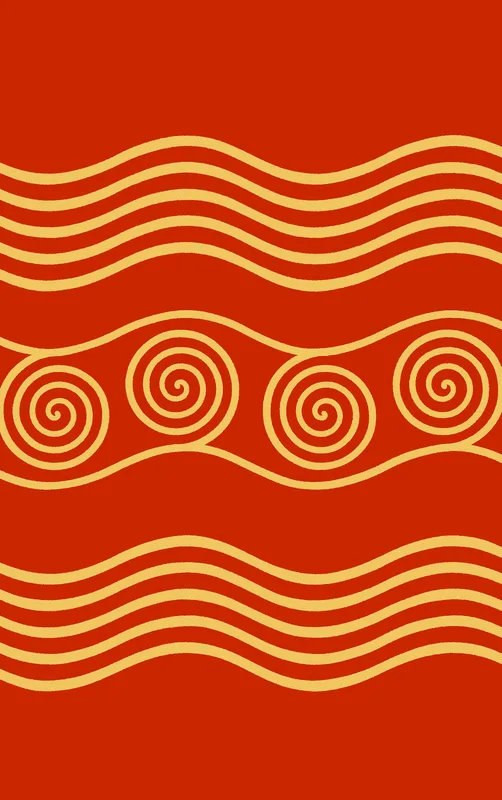 Golden Waves Ancient Spiral Tough Case for iPhone design — gold concentric spirals and undulating wave bands on a deep
