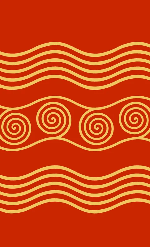 Golden Waves Ancient Spiral Tough Case for Samsung design — golden spiral motifs and flowing wave lines on a deep crimson